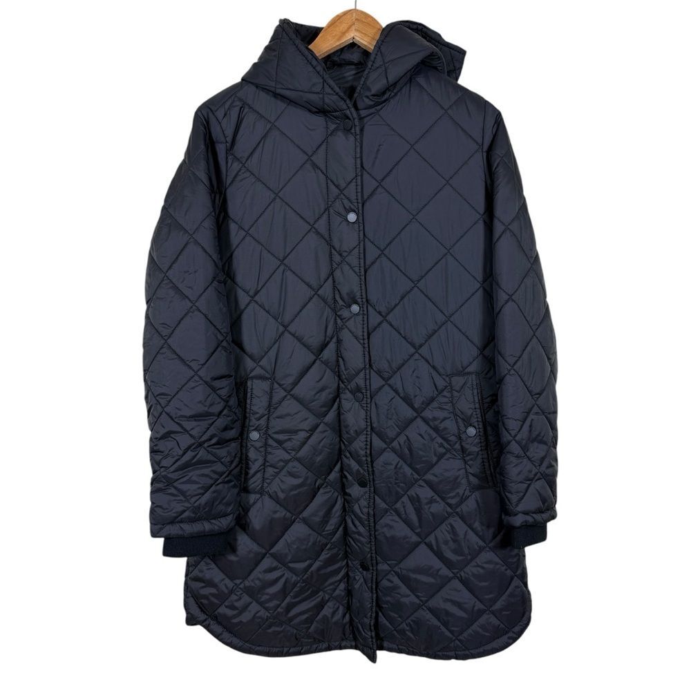 Weatherproof Black Quilted Hooded Lightweight Diamond Pattern Jacket Womens Sz S